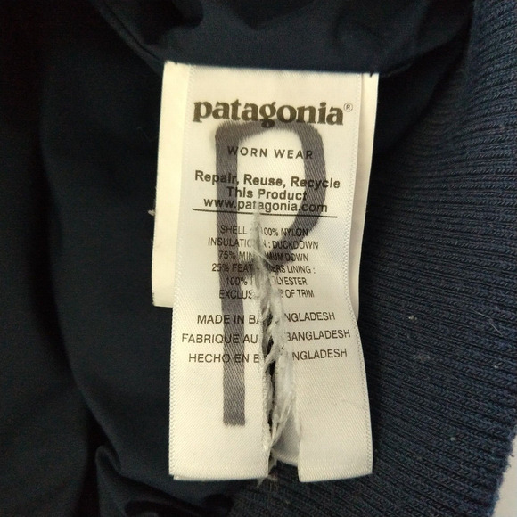 Patagonia Prow Bomber Jacket Size XS Smolder Blue Quilted Down Puffer Women’s - Picture 8 of 9